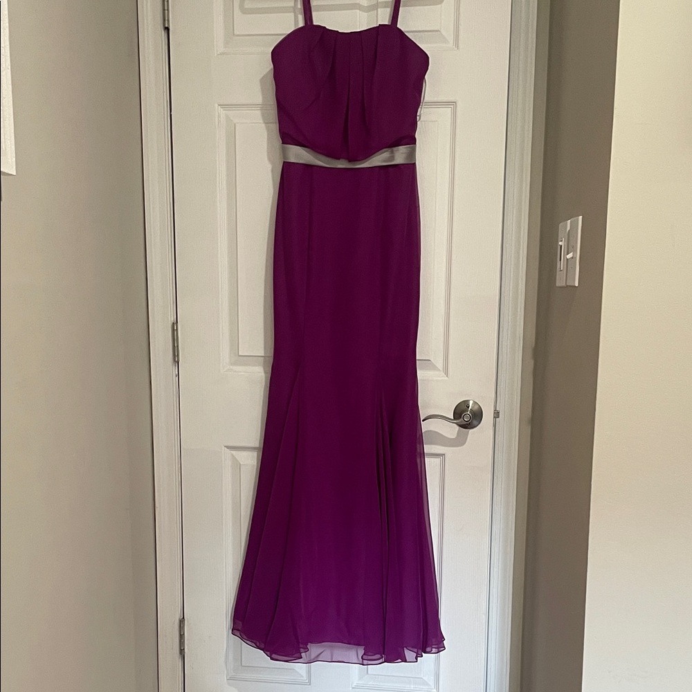 Impression Bridal- Passion/Gray Spaghetti-Strap Evening Gown with Waistband NWT!
